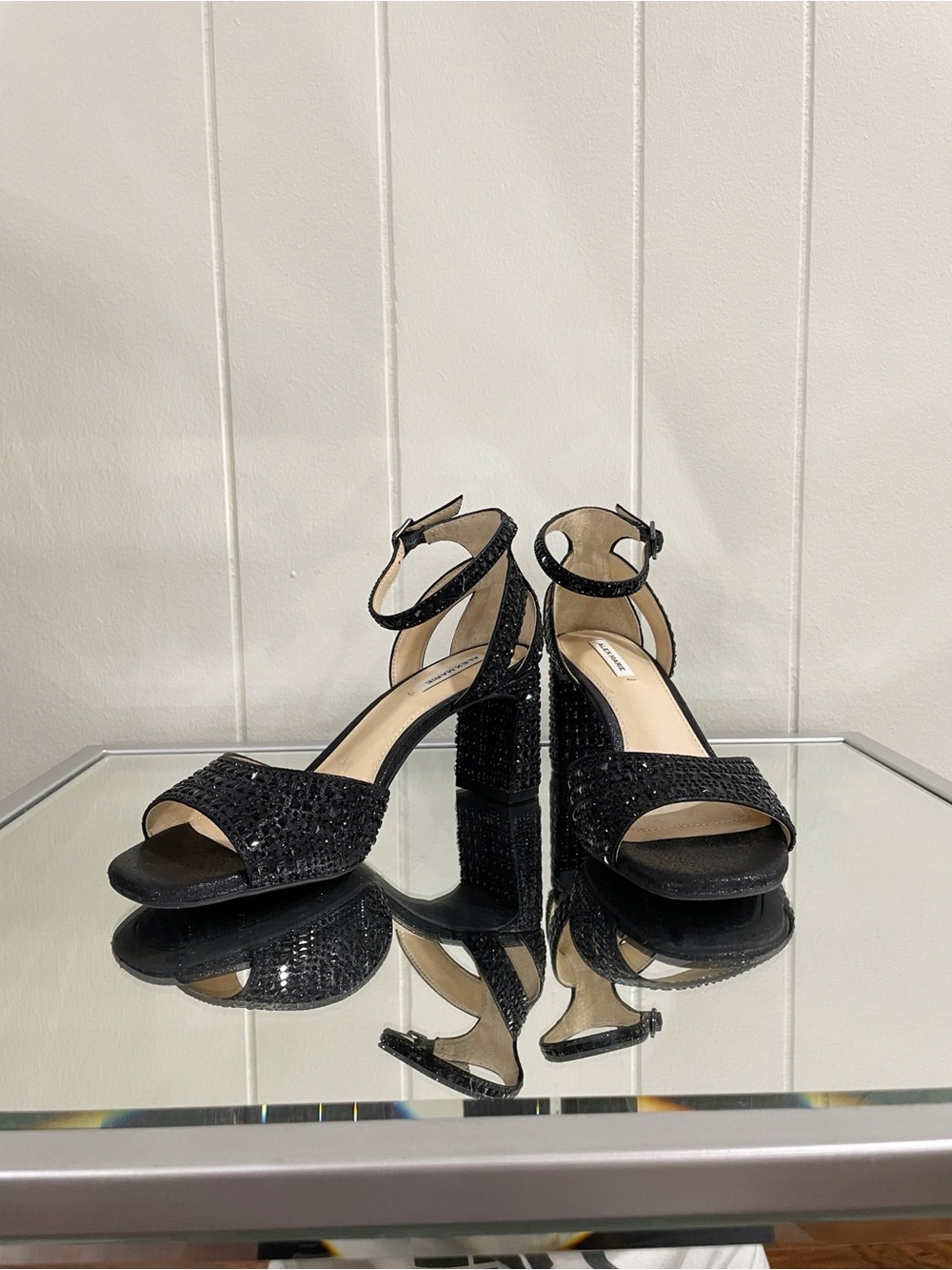 Alex Marie Ellise Rhinestone Ankle-Strap Block Heel Sandals